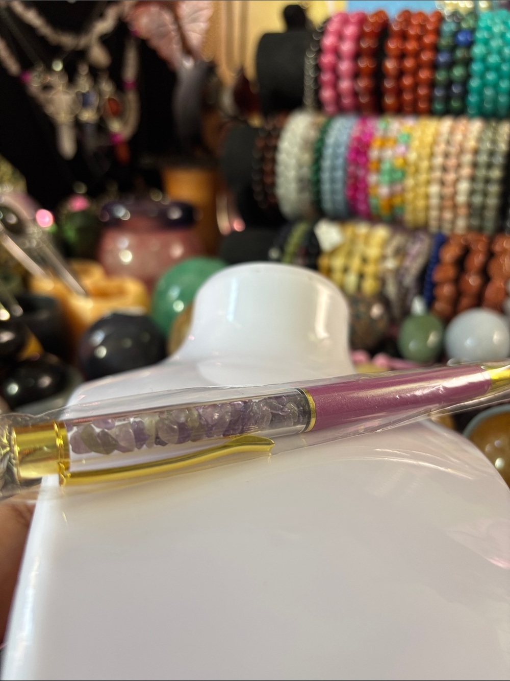 Purple Amethyst Crystal Accent Ballpoint Pen